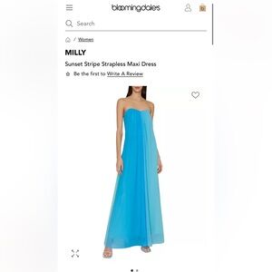 Milly Blue Strapless Maxi Dress